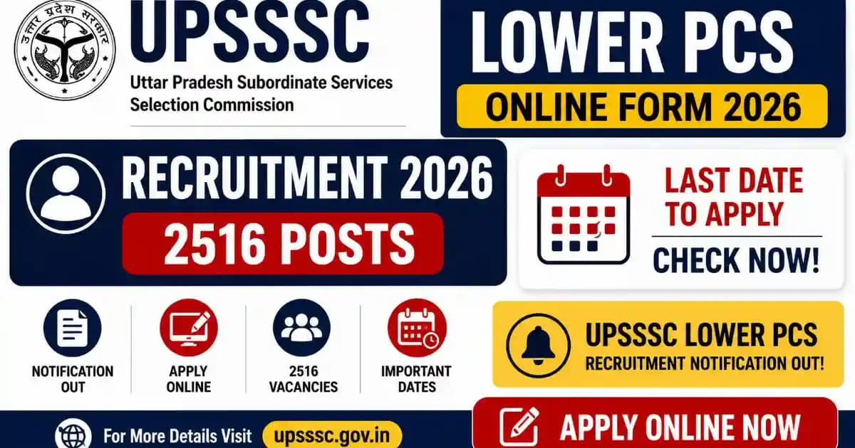 UPSSSC Lower PCS Recruitment 2026 UPSSSC Lower PCS Online Form 2026 – Apply Online for 2516 Posts at upsssc.gov.in